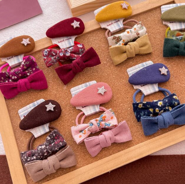 髪飾り★まとめ髪用★ヘアアクセサリー★子供用★キッズ★ヘアピン/ヘアゴム★2枚入り★多色