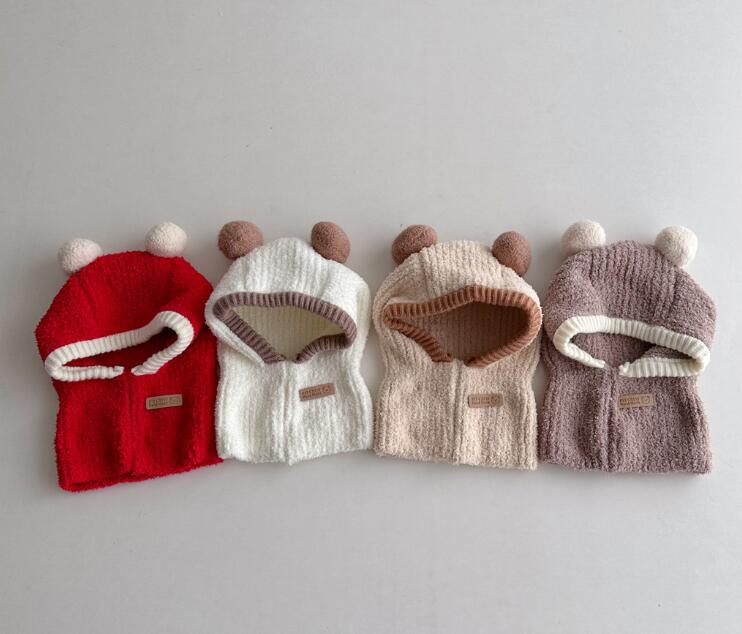 2023秋冬新品★子供用★帽子　ハット&マフラー一体★4色選べ