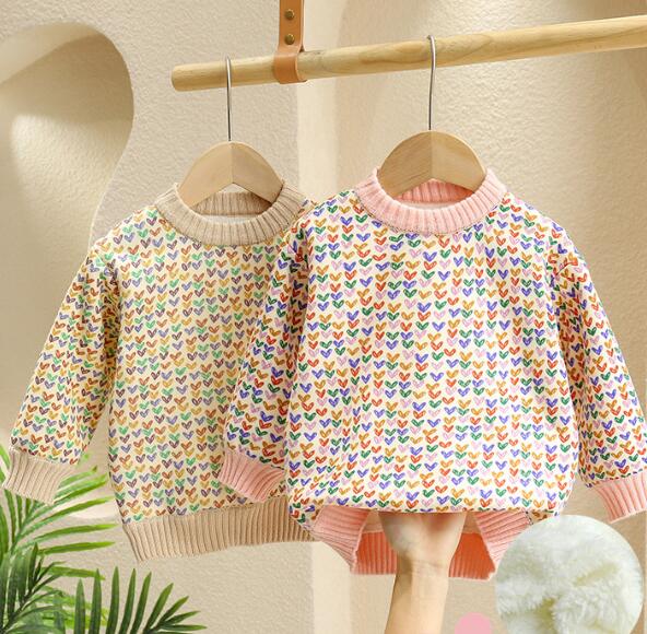 子供服★トップス★ニット★セーター★裏起毛★韓国風子供服★キッズ女の子★2色★80-140CM