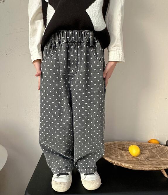 2024年新★子供服　デニム水玉ズボン★90-150cm★