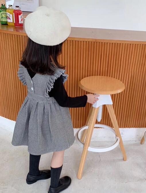 2023★春秋新作★韓国風子供服★チェック★ワンピース★7-15