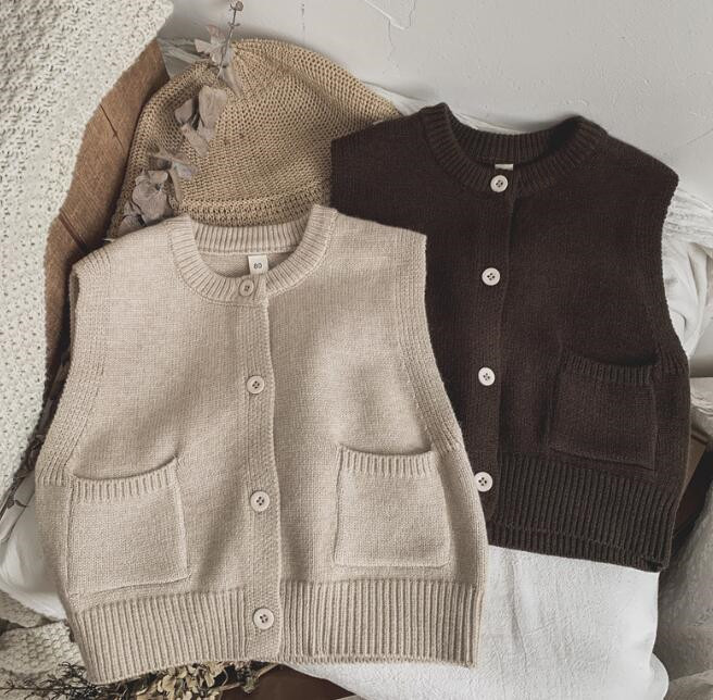 子供服★トップス★ベスト★チョッキ★キッズ★男女兼用★韓国風子供服★無地★2色★80-130CM