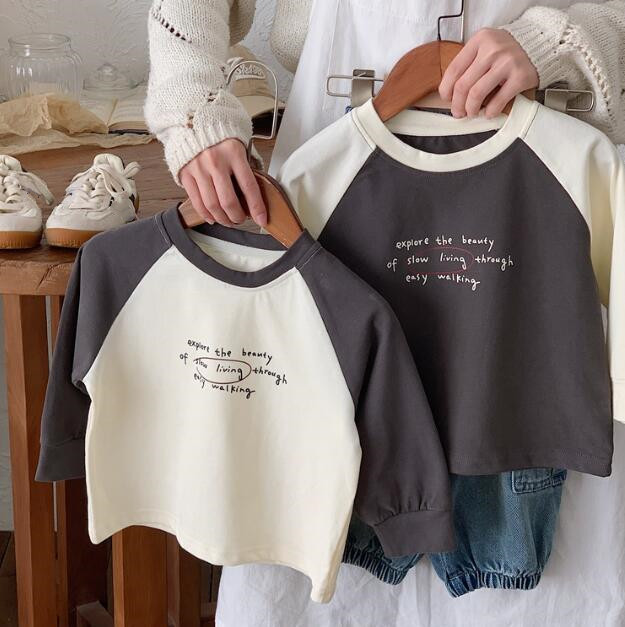 子供服★トップス★Tシャツ★長袖★韓国風子供服★キッズ★男女兼用★2色★80-130CM