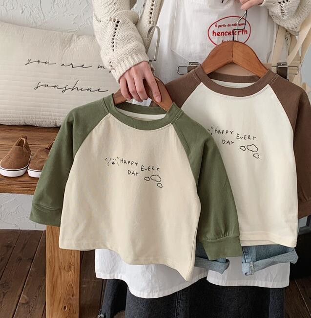 子供服★トップス★Tシャツ★長袖★韓国風子供服★キッズ★男女兼用★2色★80-130CM