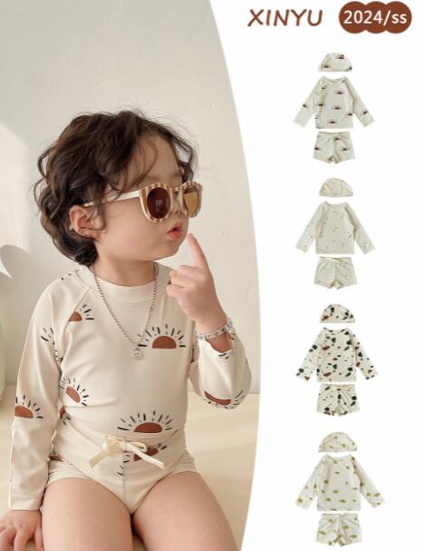 2024夏新作★キッズ服　水着+帽子★80-130★4種