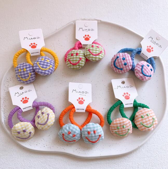 髪飾り★まとめ髪用★ヘアアクセサリー★子供用★ヘアゴム★2枚入り★笑顔★可愛い★多色