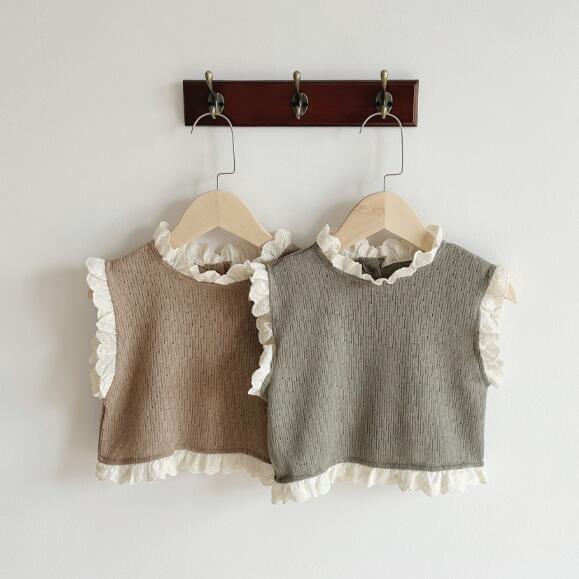 「2024」子供服★トップス★ベスト★ニット★韓国風子供服★ベビー★2色★66-90CM