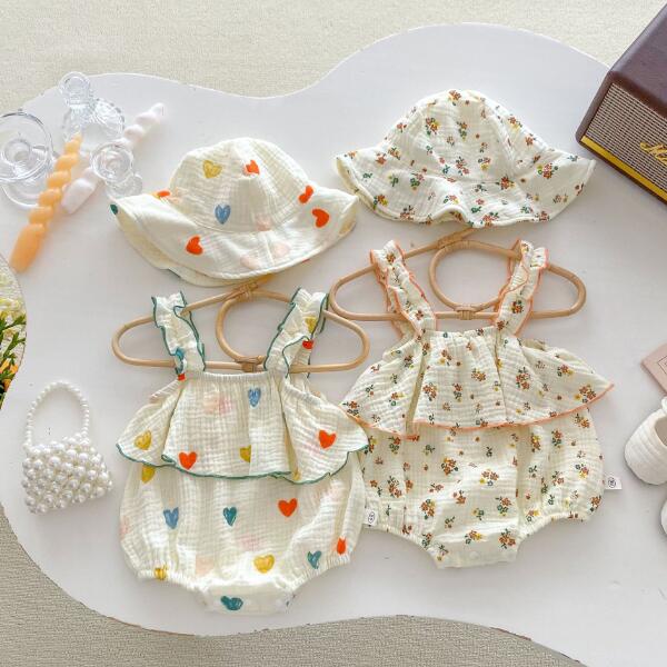 「2024」子供服★ロンパース+帽子★連体服★韓国風子供服★ベビー★2色★66-90CM