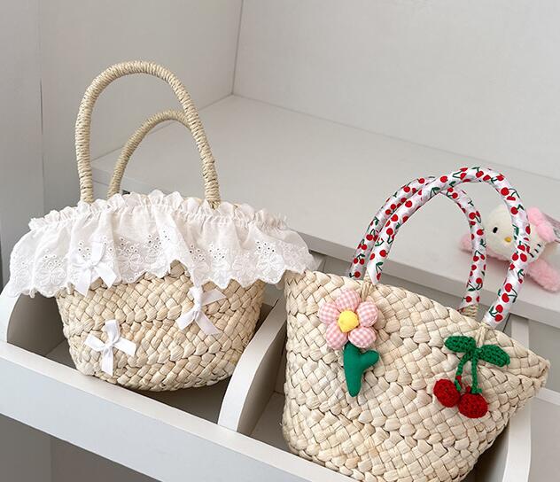 バッグ★ハンドバッグ★かごバッグ★草編みバッグ★子供用★2色
