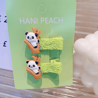 春夏新作 Y2K キッズ用 ガールズ少女 ヘアクリップ ヘアピン ヘアゴム リングゴム パンダ 2枚入