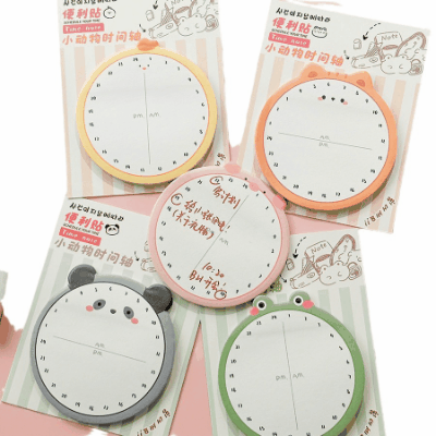 ノートペーパー 素材紙 メモ紙 ポストイット 貼り付け付箋 アニマル動物 猫熊犬 イラスト 30枚入