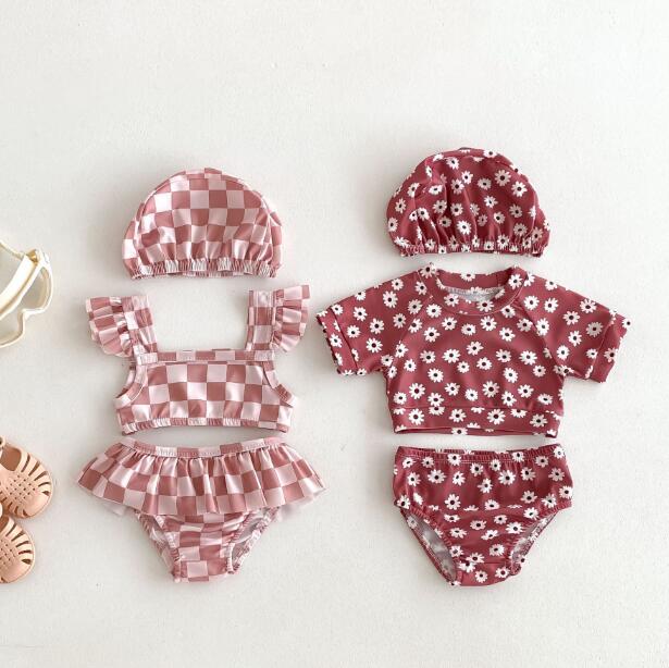 「2024」子供服★トップス+パンツ+帽子★水着★韓国風子供服★ベビー★2色★66-100CM