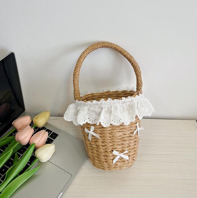 バッグ★ハンドバッグ★草編みバッグ★子供用★かごバッグ