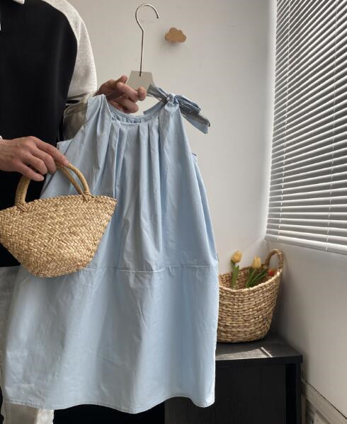 「2024」子供服★ワンピース★袖なし★韓国風子供服★キッズ女の子★無地★100-140CM