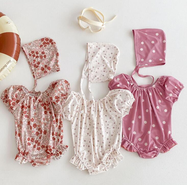 「2024」子供服★水着+帽子★連体服★ベビー★可愛い★3色★66-100CM