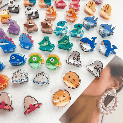 2024春夏 ガール ヘアクリップ ヘアピン バンスクリップ 動物 海洋生物 魚 海豚鯨 貝殻シェル 髪飾り 2枚入