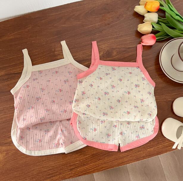 「2024」子供服★トップス+ズボン★セットアップ★ベビー★花柄★2色★66-100CM