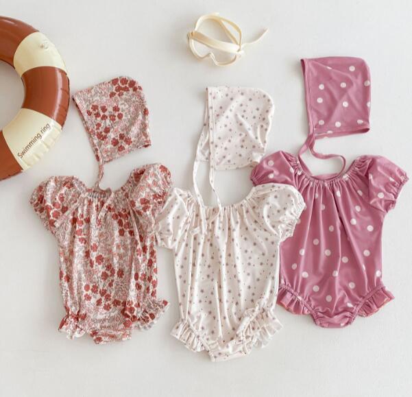 2024★夏新作★韓国風ベビー服★水着+帽子★3色66-100CM