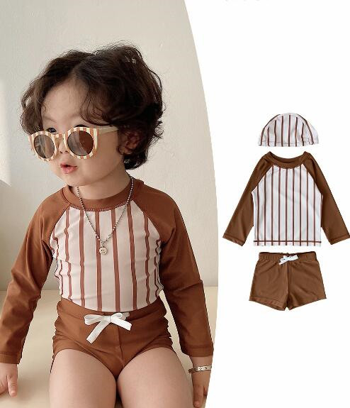 「2024」子供服★セットアップ★水着+帽子★砂浜★韓国風子供服★90-130CM