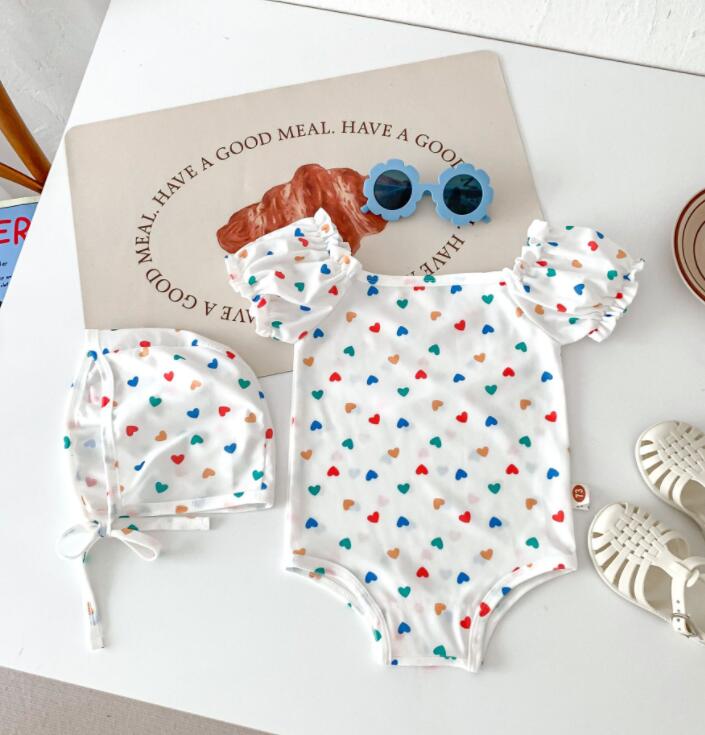 2024★夏新作★韓国風ベビー服★水着+帽子★3色66-100CM