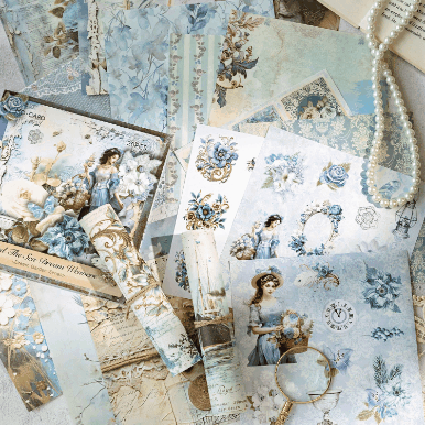 ステッカー シール ペーパー素材紙 バロック 薔薇ローズ ガール少女 レース バタフライ蝶 イラスト 20枚入