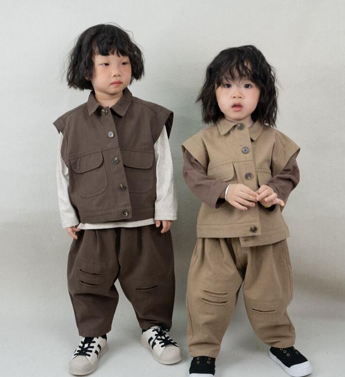 2024秋新品★子供服 　ベストコート★80cm〜130cm 2色