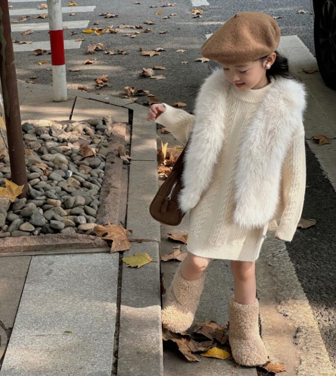 2024秋冬新品★子供服　ニットワンピース★90-135cm★