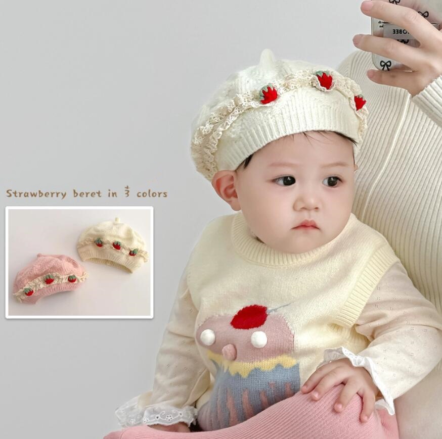 「2024」子供用★帽子★ニット帽子★ベビー★ベレー帽★可愛い★3色