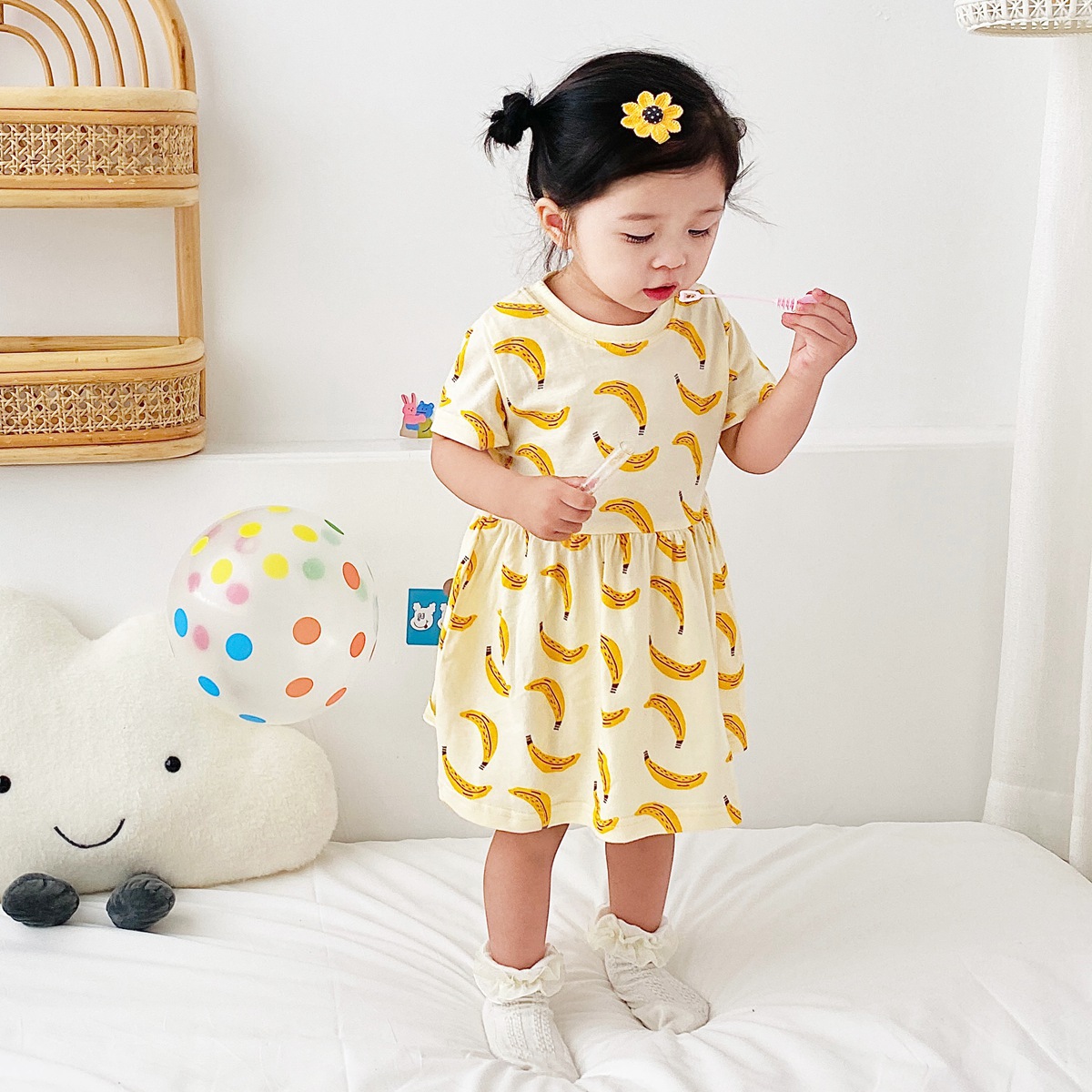 「2025」子供服★ワンピース★半袖★韓国風子供服★3色6-12m〜3-4y