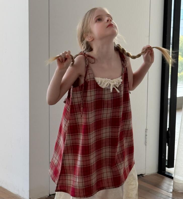 2025新品MK★子供服　格子ワンピース★90cm〜150cm
