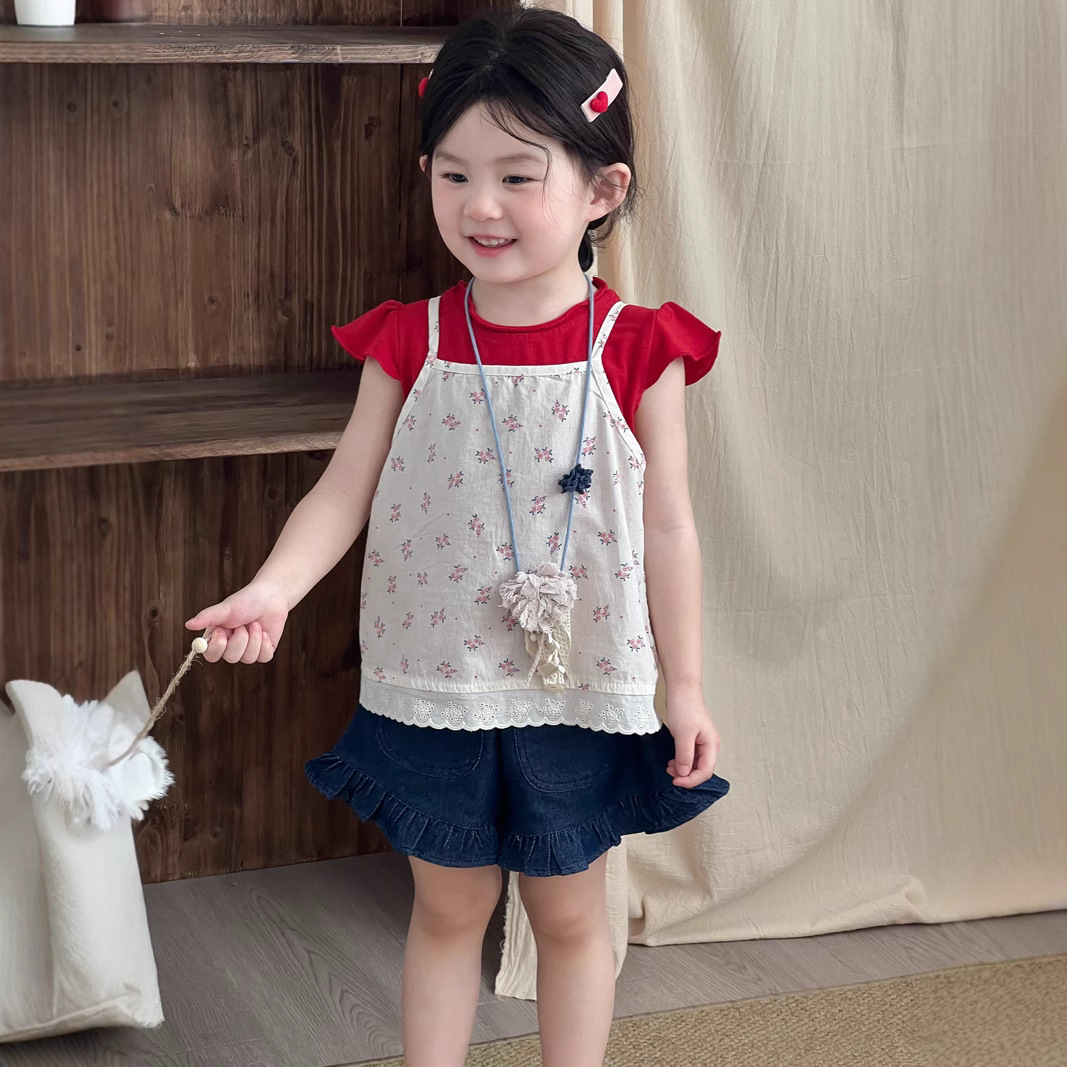 2025夏新作★子供服　トップス&吊りベスト分けて★90cm〜140cm