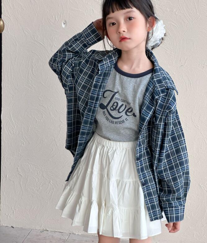 2025夏新作★子供服　格子シャツ　トップス★90cm〜150cm