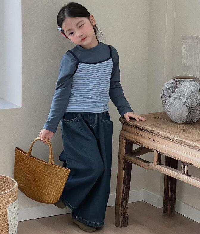 2025新作★子供服　トップス+吊りベスト&ズボン分けて★90cm〜130cm