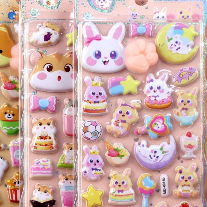 DIY手作り ステッカー★粘着シール★3D★手帳素材