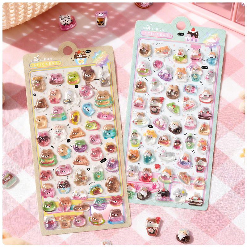 DIY手作り ステッカー★粘着シール★3D★手帳素材