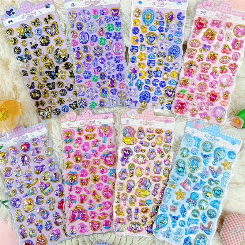 DIY手作り ステッカー★粘着シール★3D★手帳素材