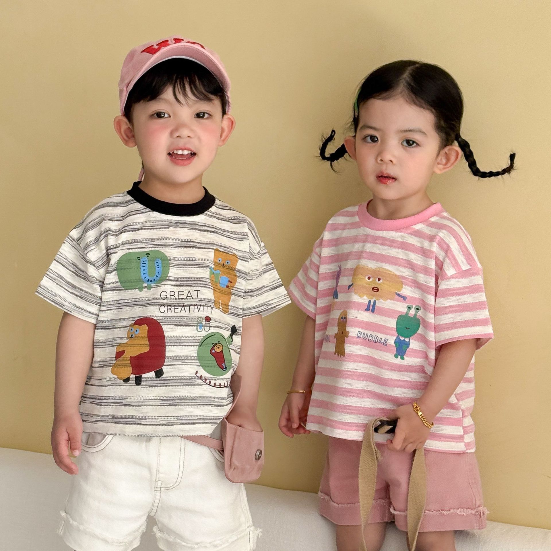 2025★夏新作★韓国風★Tシャツ★カジュアル★80cm〜150cm  2色