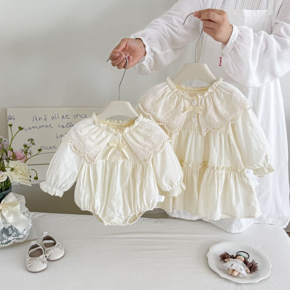 2026秋新作FLM★ベビー服　ロンパース&ワンピース★66cm〜90cm 2色