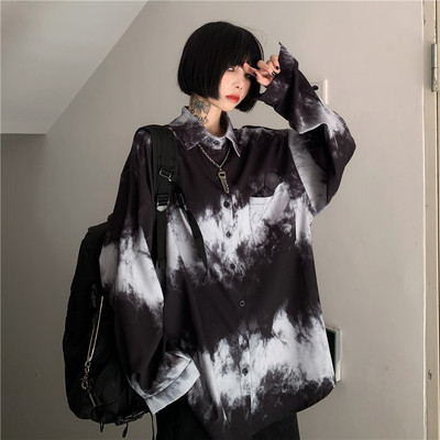 トップス★♪个性★♪扎染プリント★♪長袖★♪シャツ♪韓流★♪レディース服上着★♪秋款