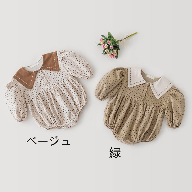 子供服 お勧め 春夏新作 カバーオール 女の子 連体服 小花柄 コーデュロイ コール天ロンパース66-100