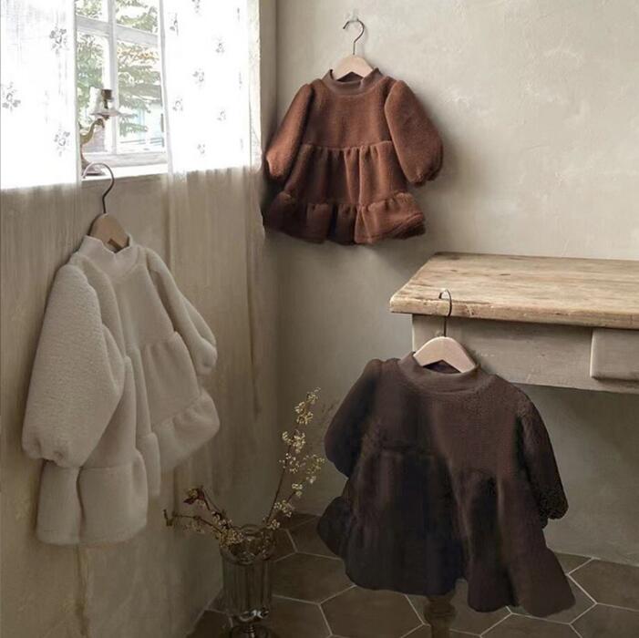 2022★秋冬新作★韓国風ベビー服★ワンピース★裏起毛★2色73-100CM