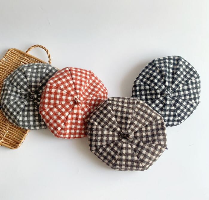 子供用★ベレー帽★帽子★男女兼用★キッズ★カジュアル★チェック柄★4色