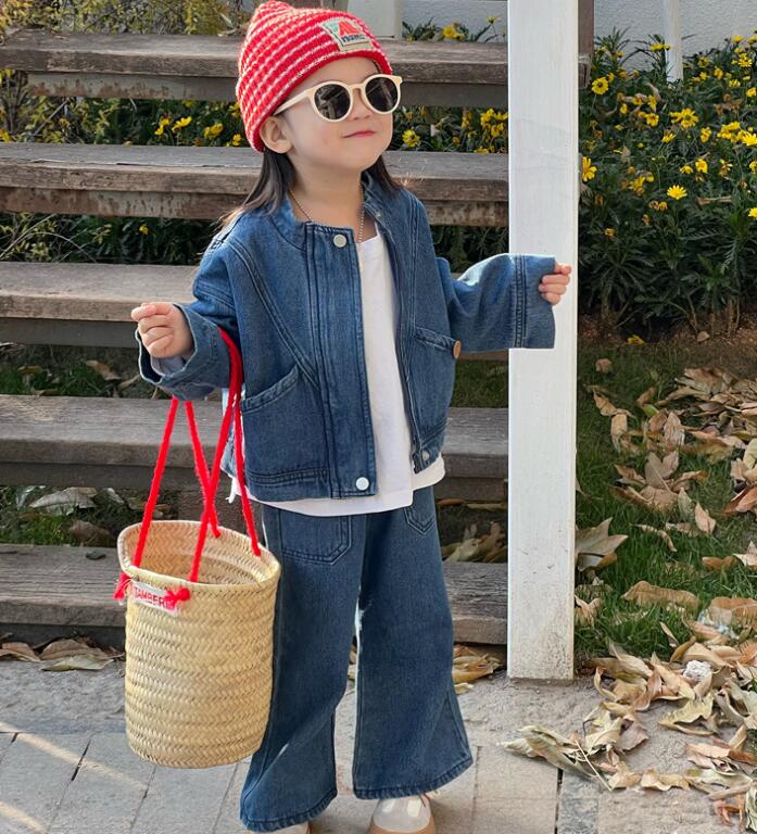 2023年★子供服　デニムジャケット+ズボン　セット★90-140cm★