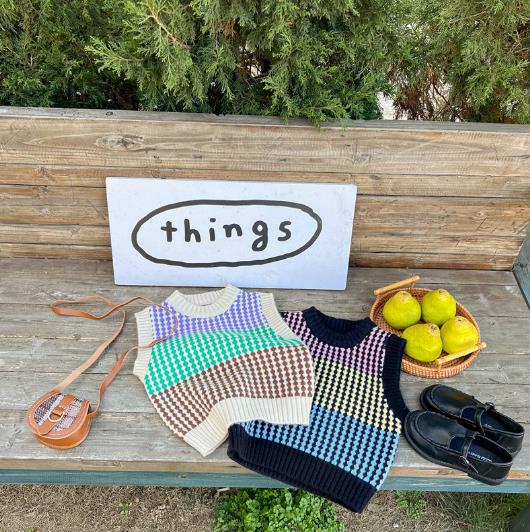 2023春新品★子供服　トップス　ニットベスト　90-130cm★2色