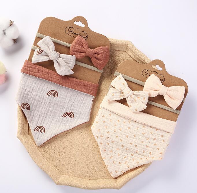 よだれかけ+ヘアバンド★子供用★涎掛け★ベビー向け★赤ちゃん用★可愛い★10色