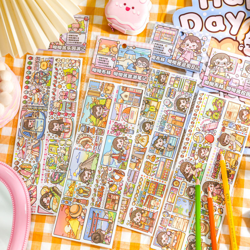 春夏新作 文具 シール貼紙 手帳素材 マスキングテープ 少女日常 動物 グルメ食べ物 幾何学 9*50cm
