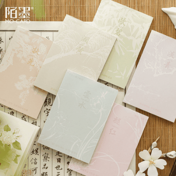 カフェ風 文具 素材紙メモ紙 手帳素材 アンティーク 春夏新作 植物花葉 竹 中華風絵 イラスト 60枚入