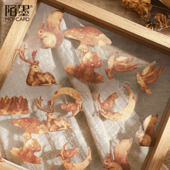 カフェ風 文具 シール貼紙メモ紙 手帳素材 封口貼 アンティーク 植物花葉蝶キノコ ポストイット 15枚入