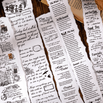 カフェ風 文具 封口貼 PETシール貼紙 手帳素材 マスキングテープ イラスト 花体字 文字単語 3cm*2m