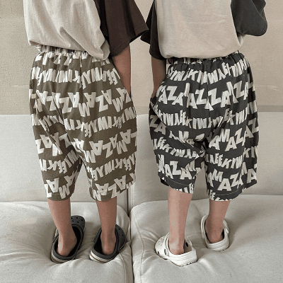 お勧め 春夏新作 プリント 薄い 五分丈ズボン ワイドパンツ 男女 ハーフパンツ 韓国風子供服 80-150